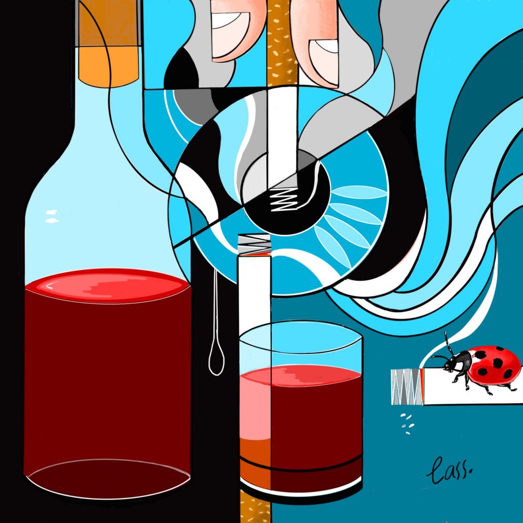 A geocubist surrealist piece about loving someone from a distance, hoping they will find their way, and wishing them well, strength and protection along the way.